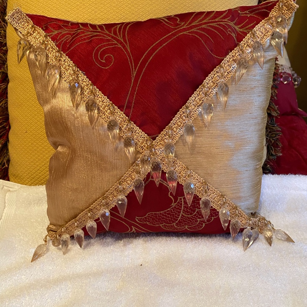 CUSTOM MADE Beaded Tassel  Accent Pillow